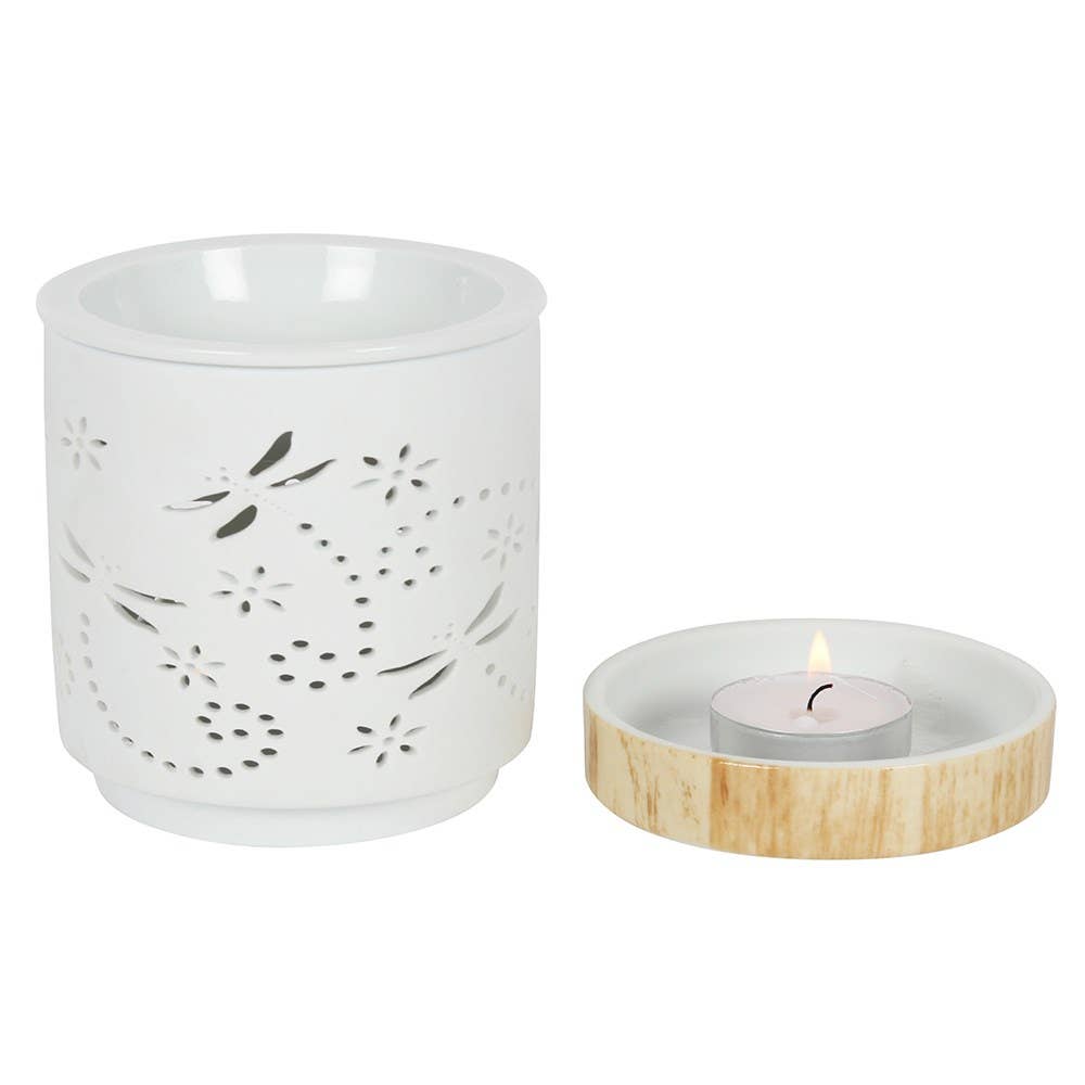 Brûleur en céramique mate avec motif libellule