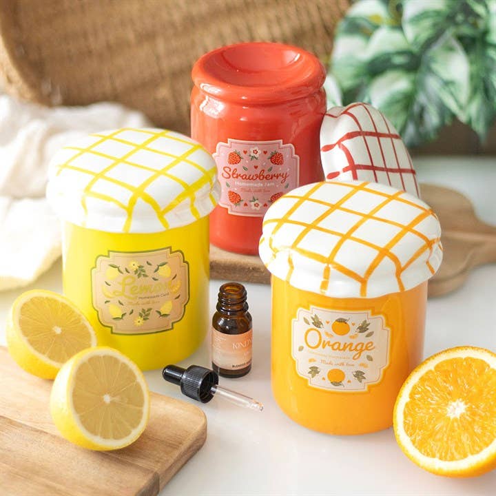 Brûleur en forme de pot de confiture de fraise