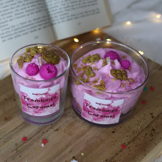 Bougie Framboise Caramel – Format classique & mini