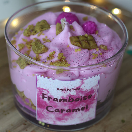 Bougie Framboise Caramel – Format classique & mini