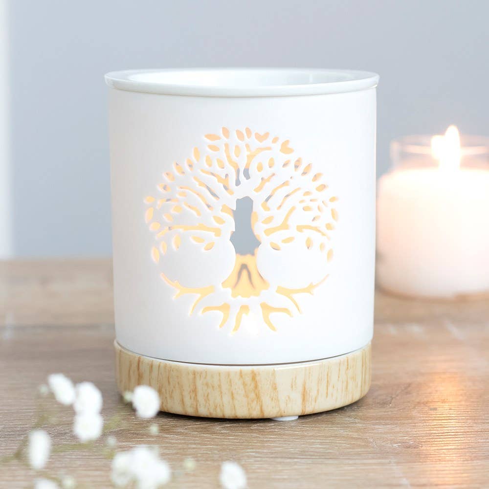 Brûleur  blanc avec motif Arbre de Vie découpé