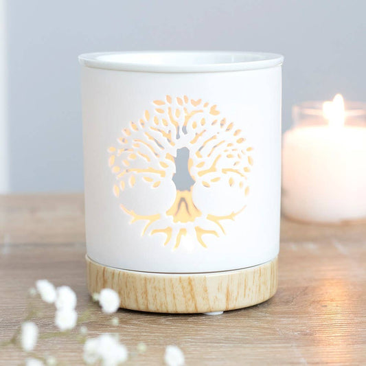 Brûleur  blanc avec motif Arbre de Vie découpé