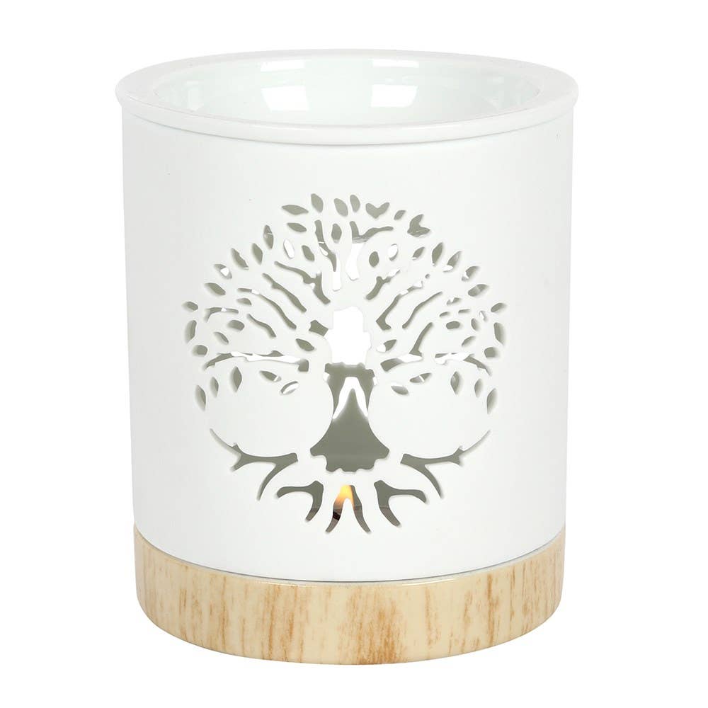 Brûleur  blanc avec motif Arbre de Vie découpé