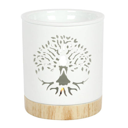 Brûleur  blanc avec motif Arbre de Vie découpé