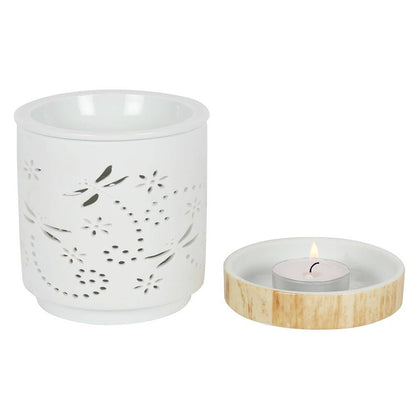 Brûleur en céramique mate avec motif libellule