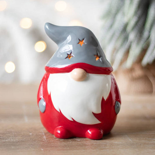 Bougeoir gonk de Noël rouge et gris