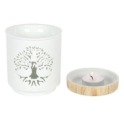 Brûleur  blanc avec motif Arbre de Vie découpé