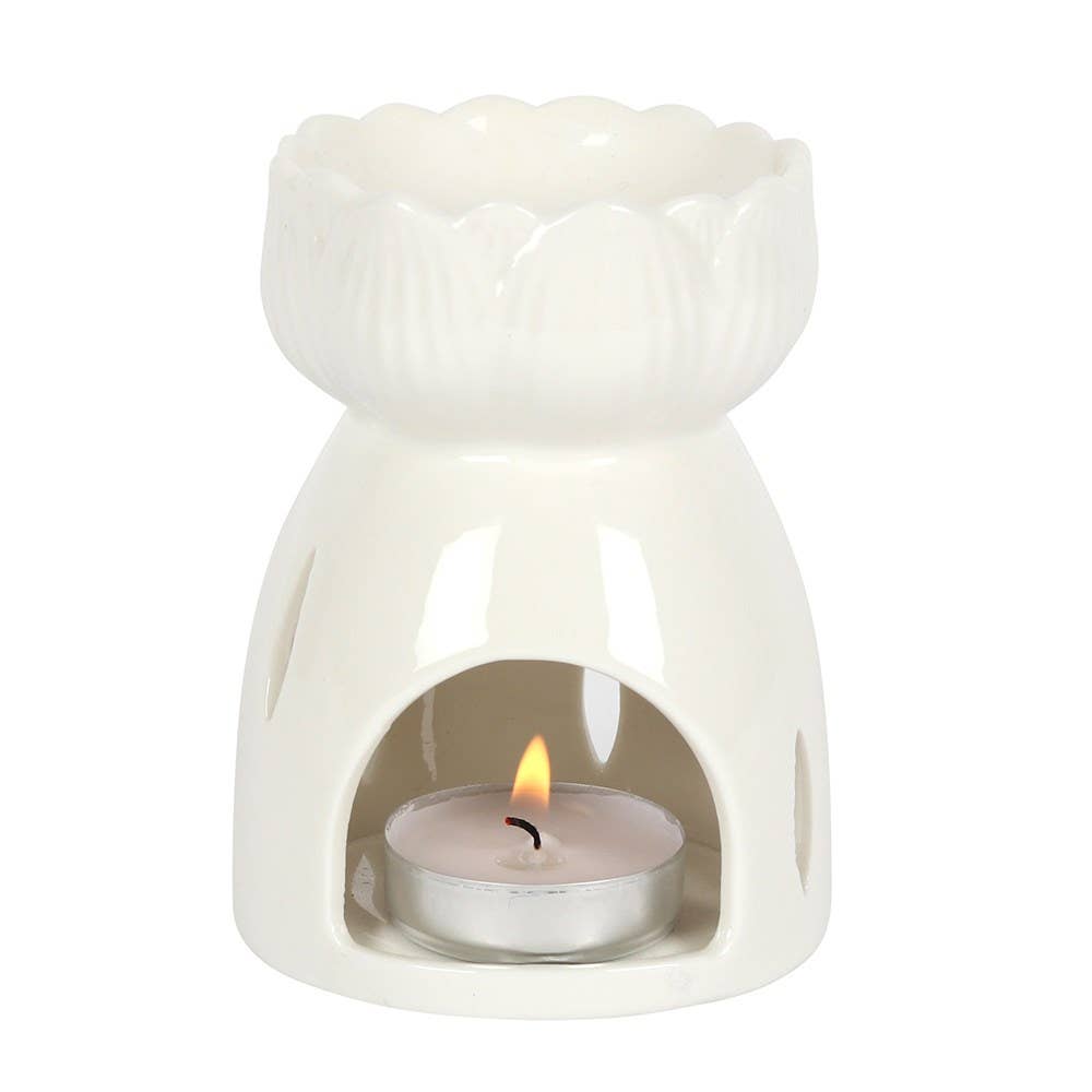 Brûleur fleur de lotus blanche brillante