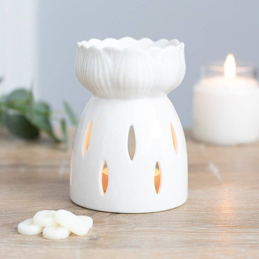 Brûleur fleur de lotus blanche brillante