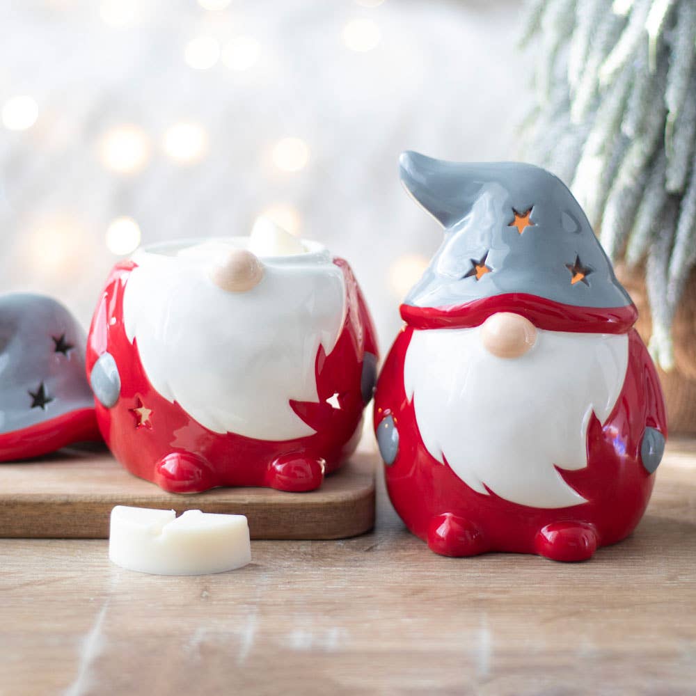 Bougeoir gonk de Noël rouge et gris