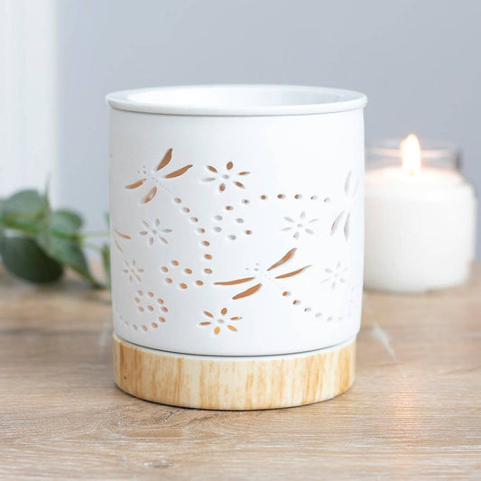 Brûleur en céramique mate avec motif libellule