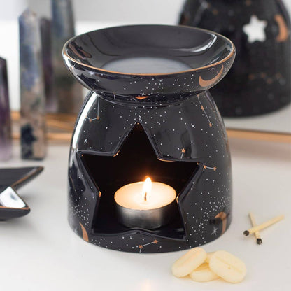 Brûleur constellation violet avec accents lune dorée