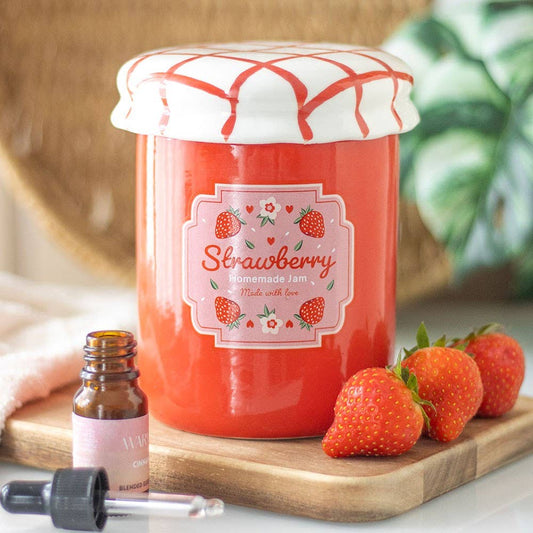 Brûleur en forme de pot de confiture de fraise
