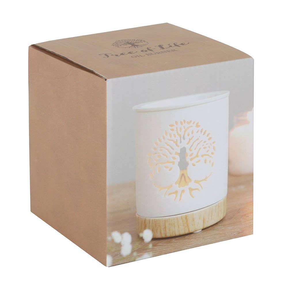 Brûleur  blanc avec motif Arbre de Vie découpé