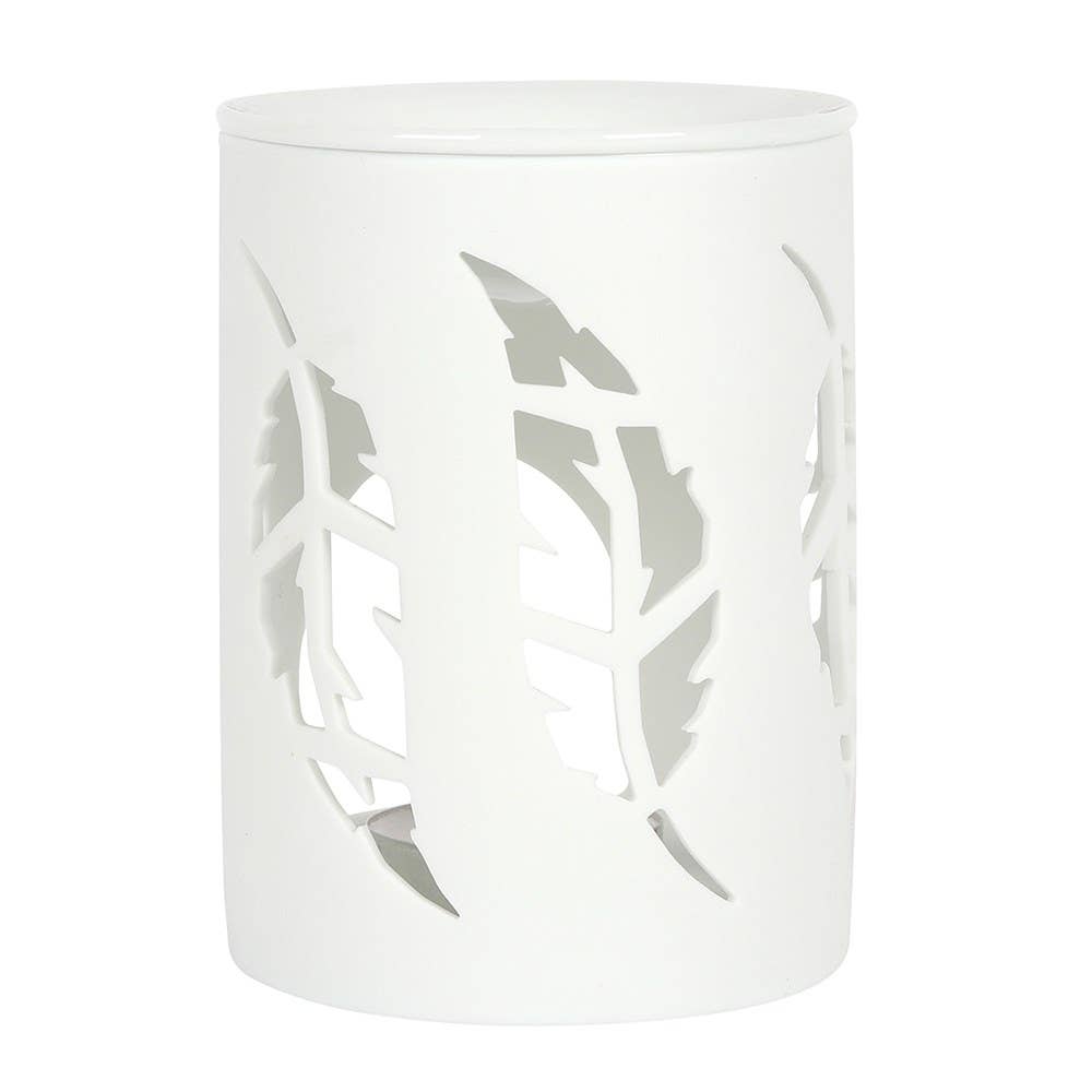 Brûleur en céramique blanche avec découpe plumes